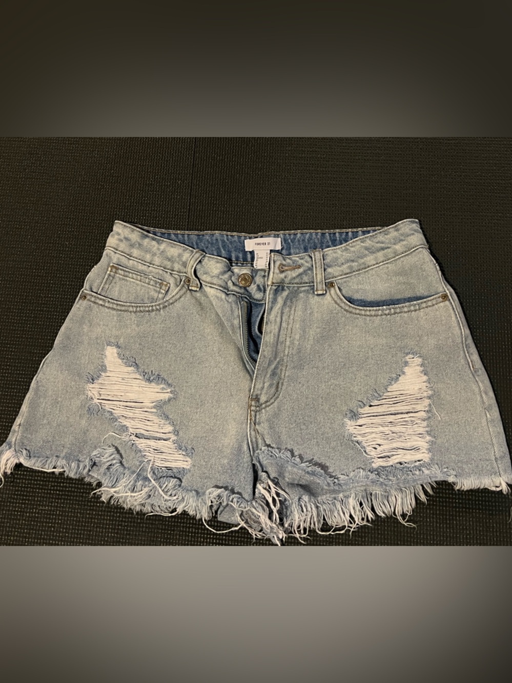 Forever 21 Light Wash Distressed Denim Shorts